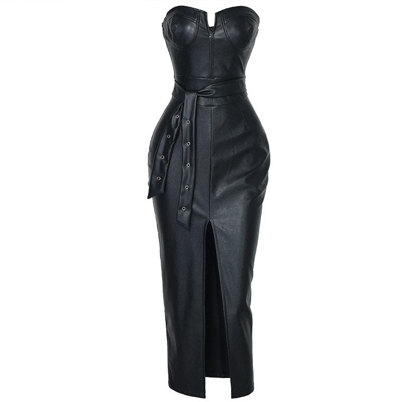 Sexy Rückenfreies PU-Lederkleid – Eleganz trifft auf Verführung